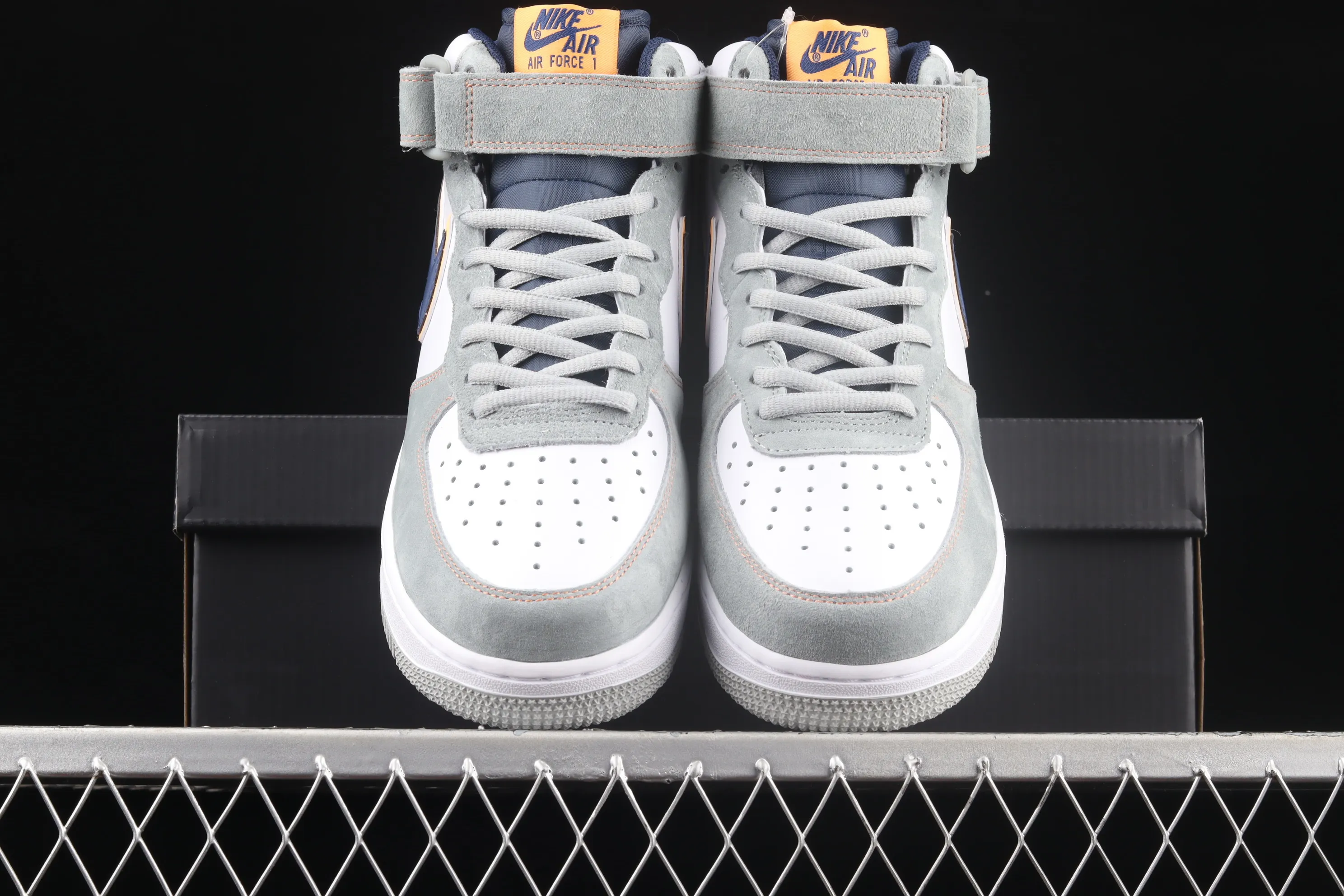 All categories Nk Air Force 1 Air Force series Nk Air Force 1 Mid Air Force mid-top Nk Air Force 1'07 Mid gray blue orange suede Air Force One mid-top casual sneakers CQ5059-203
